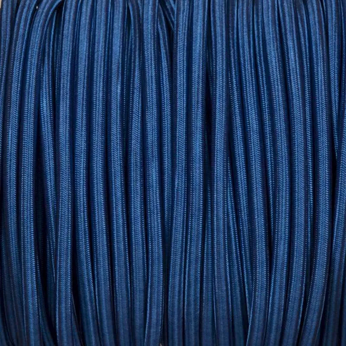 10m 3 Core Round Vintage Braided Fabric Dark Blue Cable Flex 0.75mm
