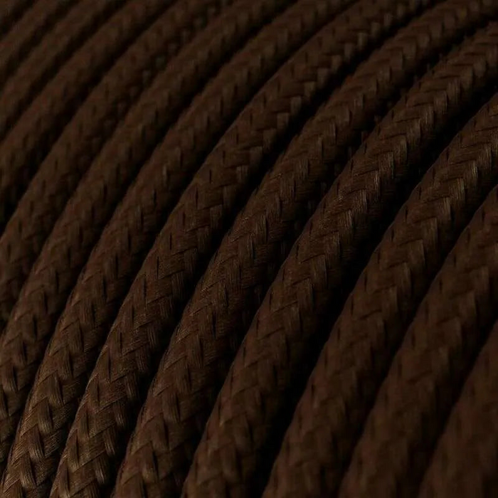 5m 3 core Round Vintage Braided Fabric Dark Brown Cable Flex 0.75mm