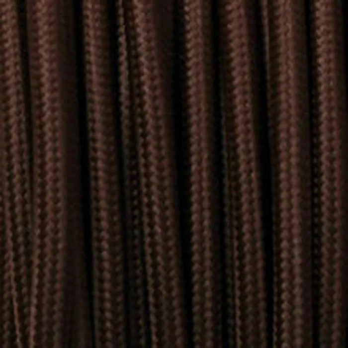 10m 3 core Round Vintage Braided Fabric Dark Brown Cable Flex 0.75mm