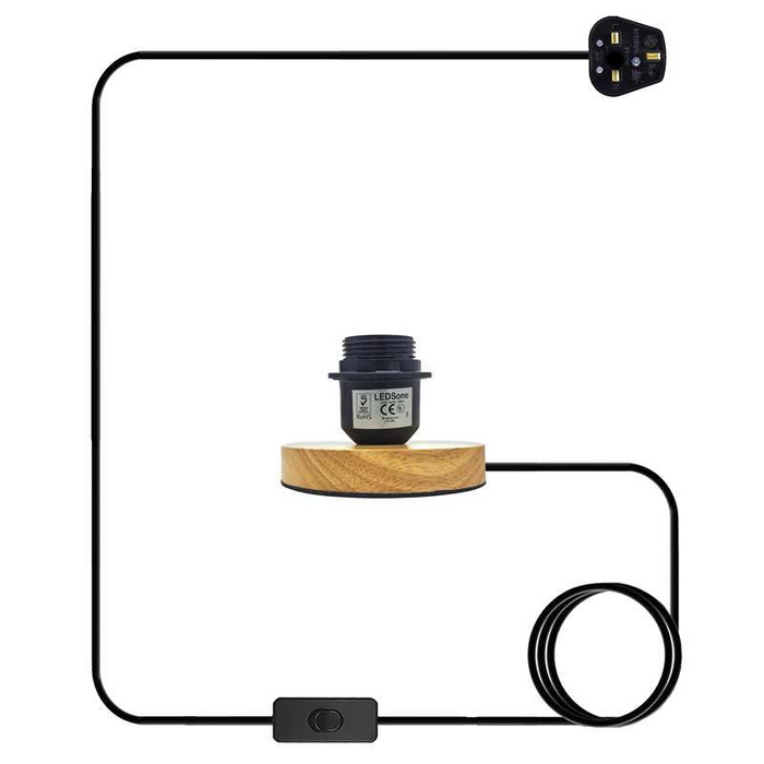 Industriële tafellamp zwarte houder plug-in E27 verstelbaar kabel nachtlampje 