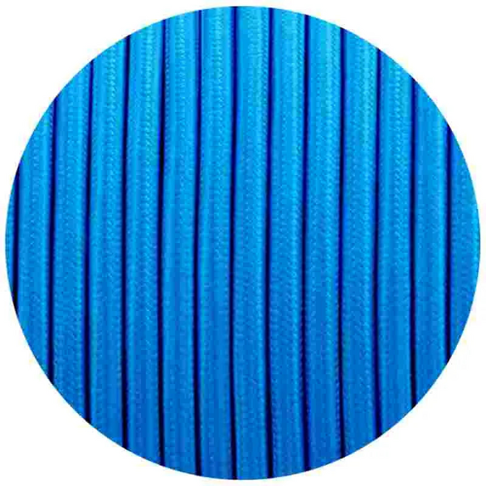 5m 3 core Round Vintage Braided Fabric Blue Cable Flex 0.75mm