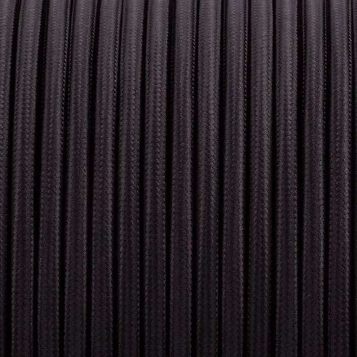 10m 3 core Round Vintage Braided Fabric Black Cable Flex 0.75mm
