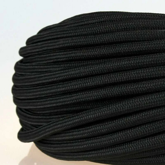 10m 3 core Round Vintage Braided Fabric Black Cable Flex 0.75mm