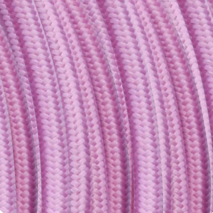 10m 3 core Round Vintage Braided Fabric Baby Pink Cable Flex 0.75mm