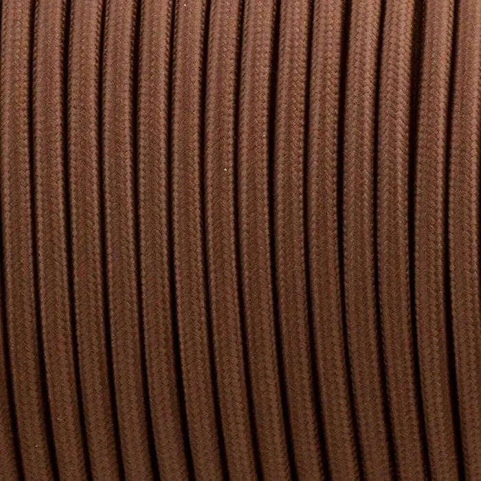 5m 3 core Round Vintage Braided Fabric Brown Cable Flex 0.75mm