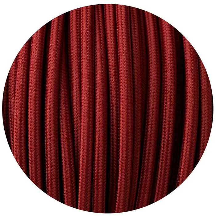 5m 3 core Round Vintage Braided Fabric Light Burgundy Cable Flex 0.75mm