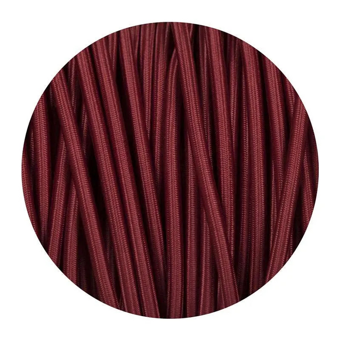 10m 3 core Round Vintage Braided Fabric Light Burgundy Cable Flex 0.75mm