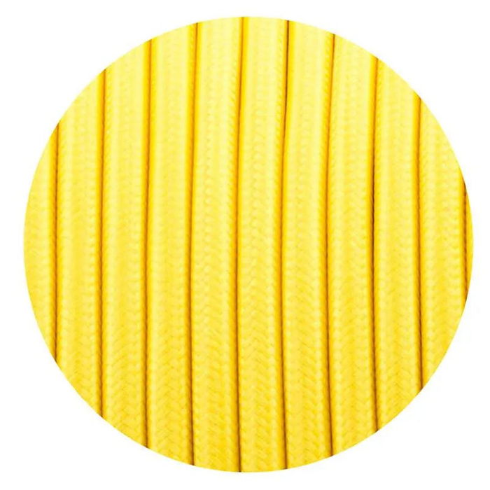 10m 3 core Round Vintage Braided Fabric Light Yellow Cable Flex 0.75mm
