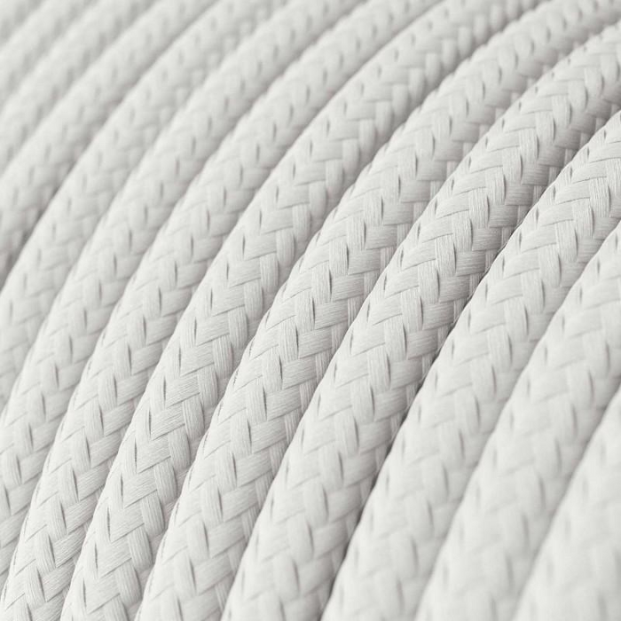 5m 3 core Round Vintage Braided Fabric White Cable Flex 0.75mm