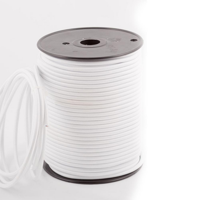 10m 3-aderige ronde vintage gevlochten stof witte kabel Flex 0,75 mm