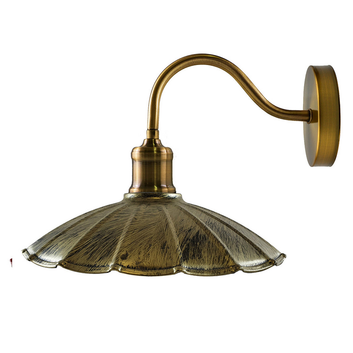 Industriële wandlamp | Haris | Parapluvorm | Geborsteld koper 