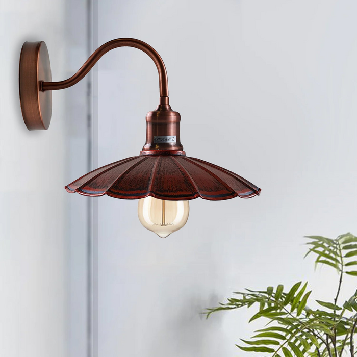Industrial Wall Light | Haris | Umbrella Shape | Brushed Copper