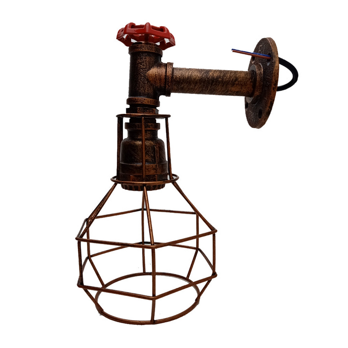 Brushed Silver Modern Industrial Retro Vintage Style Pipe Cage Wall Light Wall Lamp Fixture