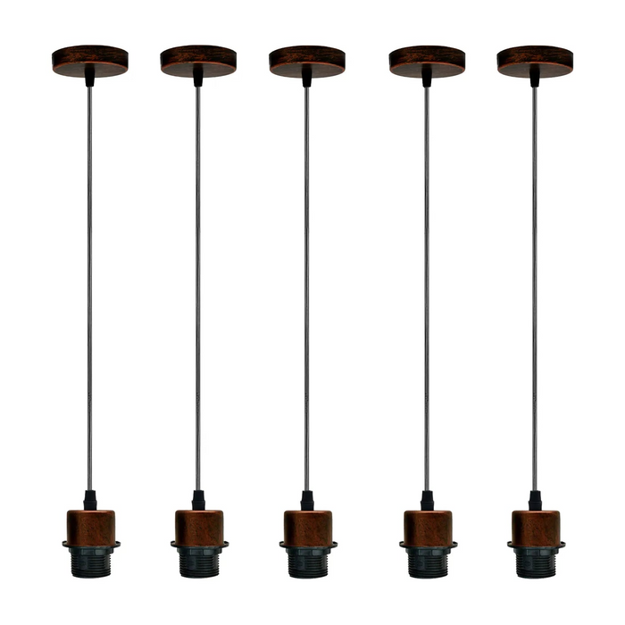 5 Pack Black Pendant Light,E27 Lamp Holder Ceiling Hanging Light,PVC Cable