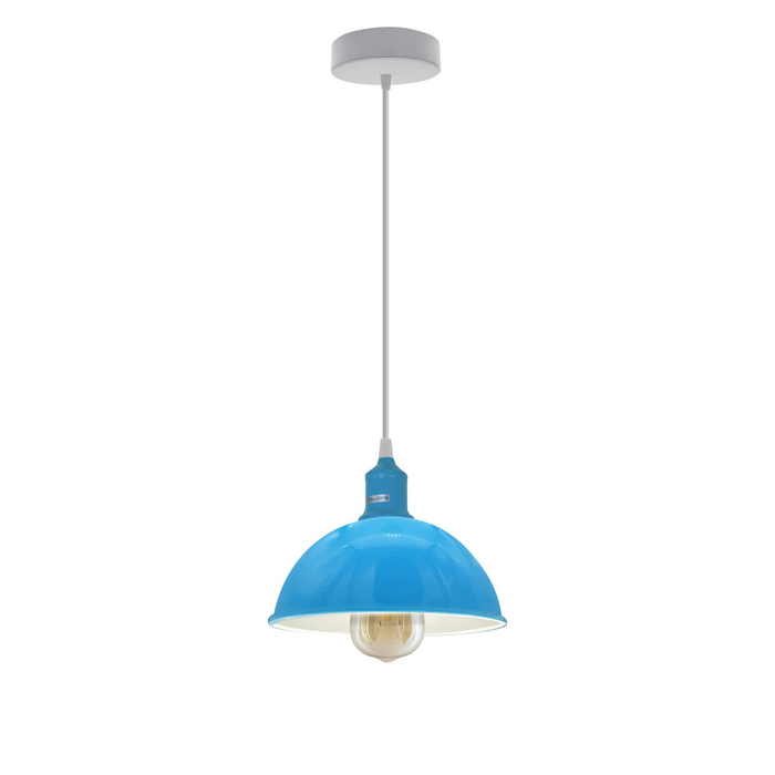 Modern Industrial Cyan Blue Ceiling Pendant Light with E27 Base Ceiling Lighting Shade for Bedroom kitchen Island Hallway Office Coffee Shop.