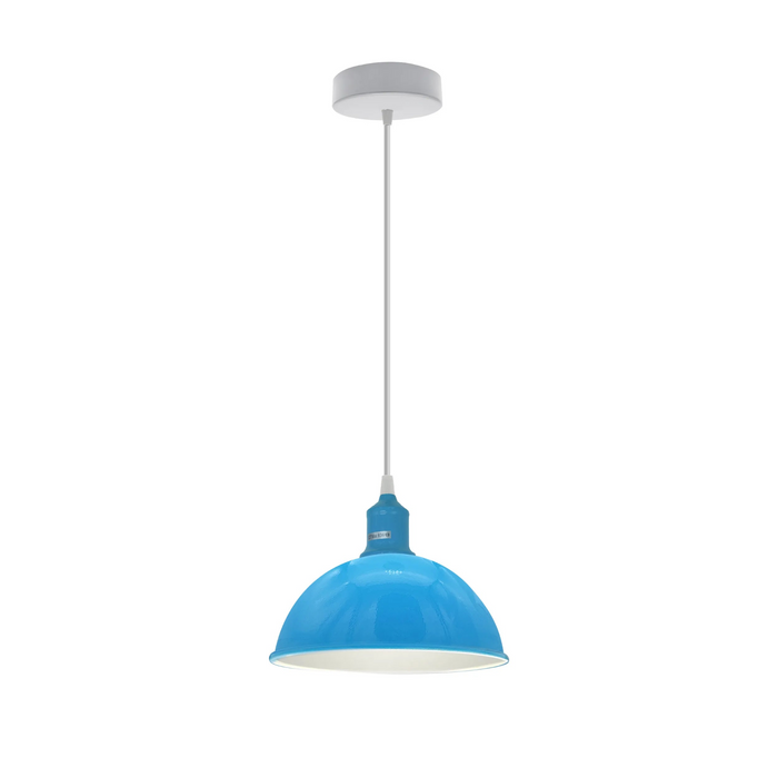 Moderne industriële cyaanblauwe plafondhanglamp met E27-basis plafondverlichting schaduw voor slaapkamer keuken eiland hal kantoor koffieshop.