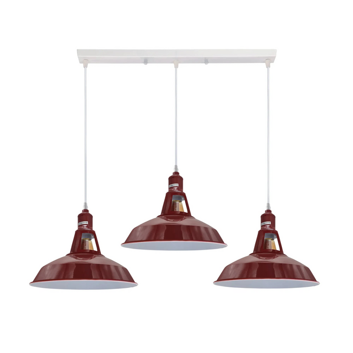 Navy Blue 3 Fittings Ceiling Barn-slotted Metal E27 Pendant Lamp Fixture