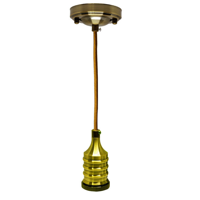 Green Brass E27 Bulb Holder Industrial Pendant Light