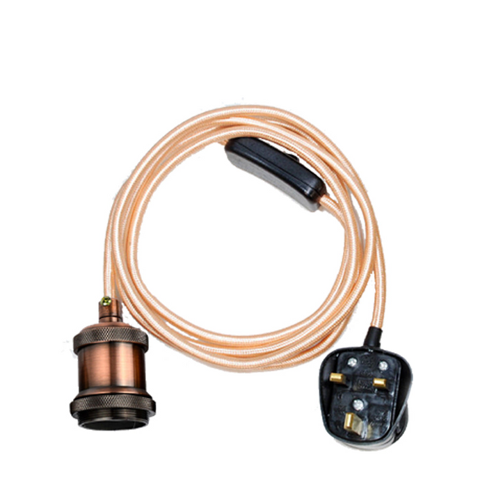 Burgundy 2m Plug In Pendant Set Flex Cable With Holder