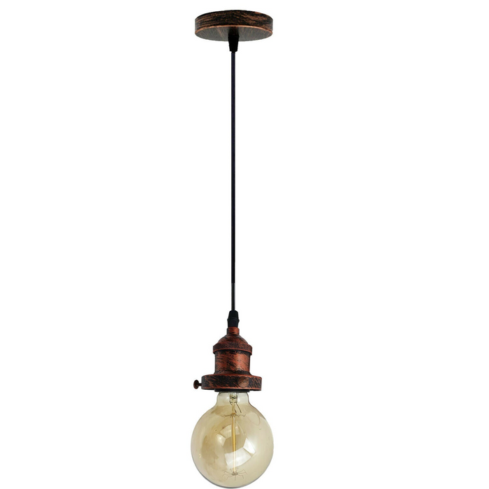 E27 Ceiling Rose Light Fitting Vintage Industrial Pendant Lamp Bulb Holder Light - Brushed Copper