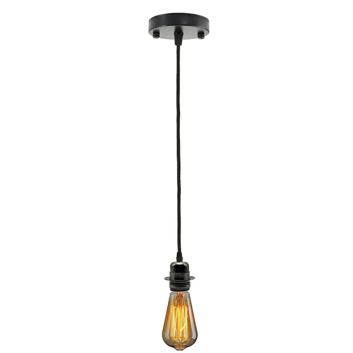 Black and White Ceiling Rose Fabric Flex Hanging Pendant Light Lamp Holder FREE Bulb Fitting Lighting Kit