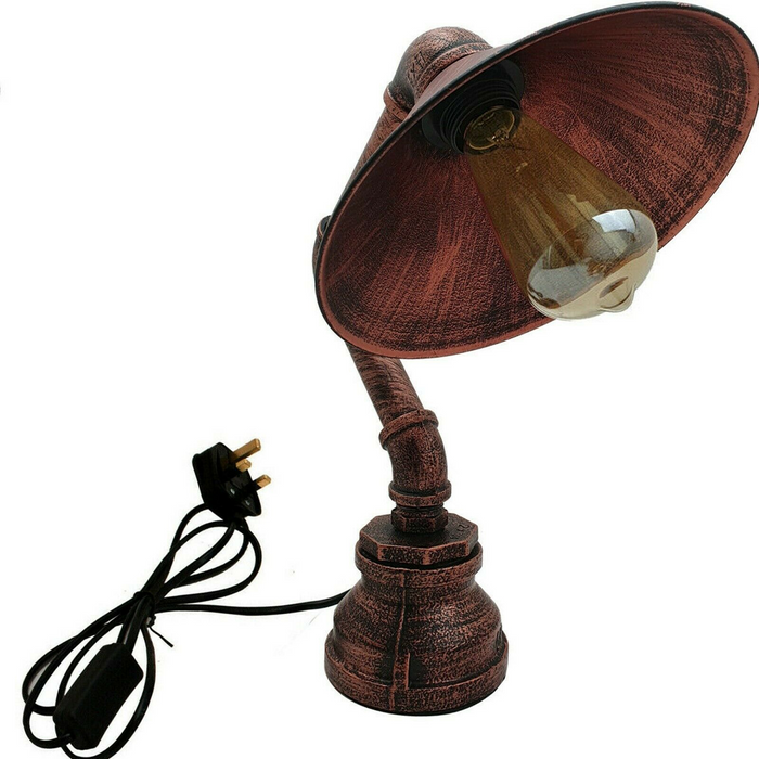 Industriële tafellamp | Dreef | Pijpverlichting | Geborsteld koper