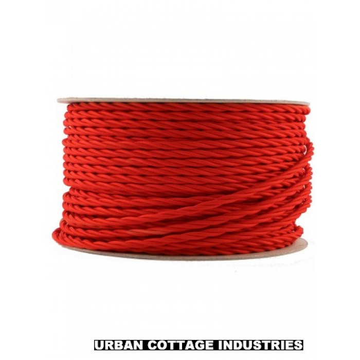 5m Red 2 Core Twisted Electric Fabric 0.75mm Cable