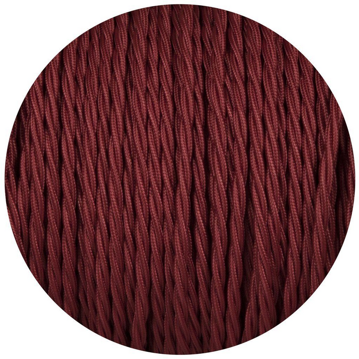 5m Burgundy 2 Core Twisted Electric Fabric 0.75mm Cable