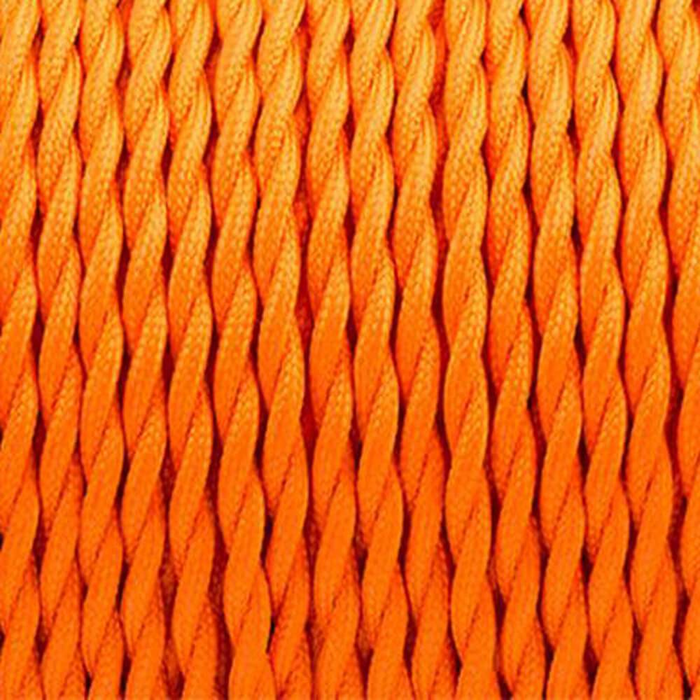 5m Orange 2 Core 8amp Twisted Electric Fabric 0.75mm Cable