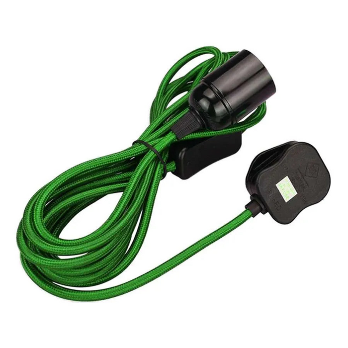 4M stoffen flexkabel UK roségoudkleurige plug-in hanglamp lichtset E27 lamphouder + schakelaar