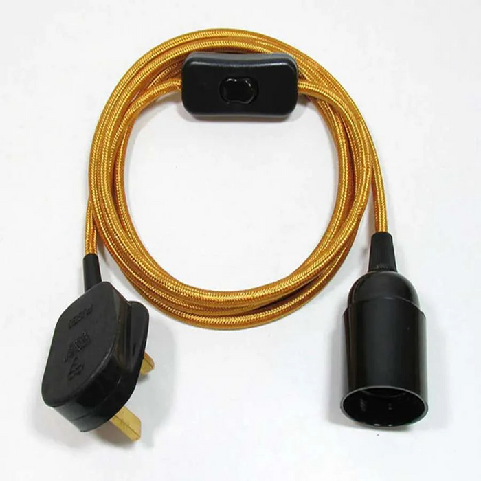 4M Fabric Flex Cable UK Rose Gold colour Plug In Pendant Lamp Light Set E27 Bulb Holder+ switch