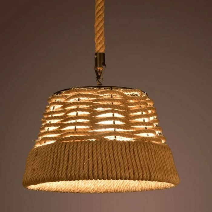 Hemp Rope Iron Industrial Light Loft Pendant Ceiling Retro Lamp Chandelier