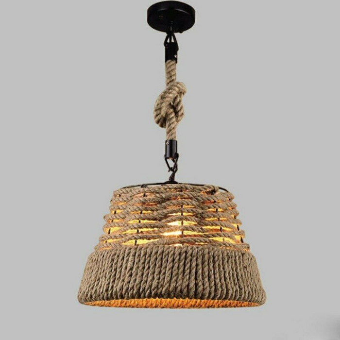 Hemp Rope Iron Industrial Light Loft Pendant Ceiling Retro Lamp Chandelier