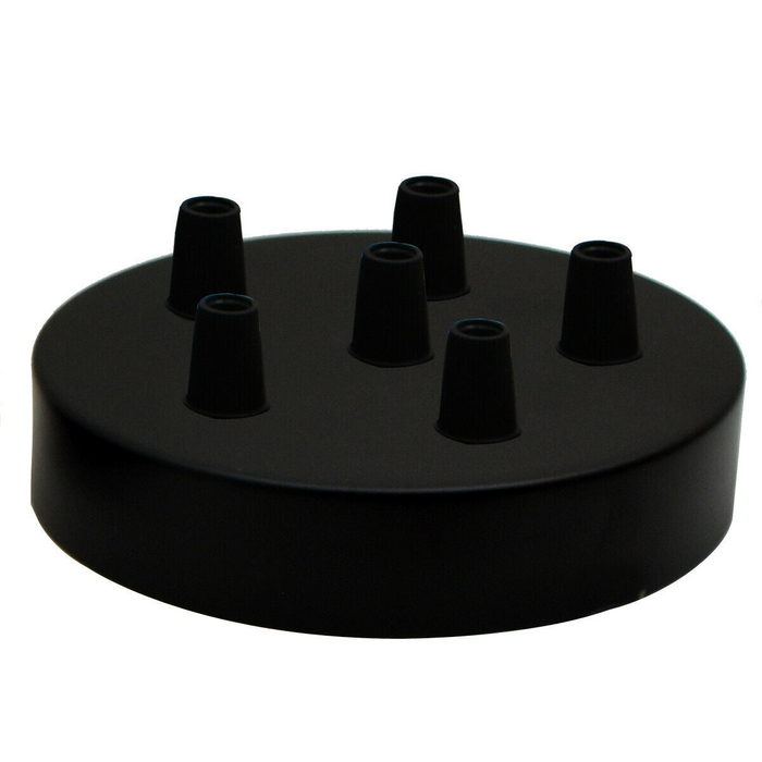 Industrial Vintage 6 Outlet Black Metal Ceiling Rose 120x25mm