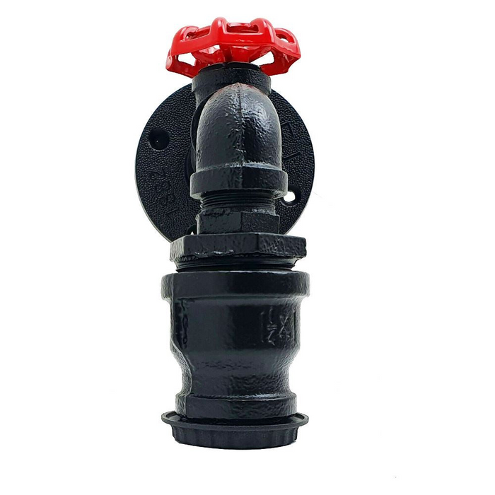 Zwarte rustieke waterpijp wandlamp fitting industriële schans