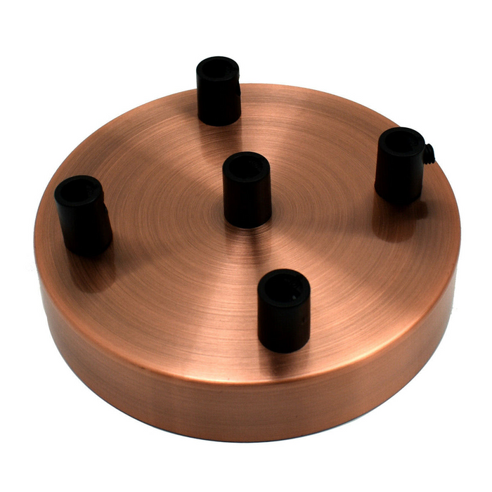 Multi Outlet 5 Hole Copper Ceiling Rose Black Drop Pendant 120x25mm