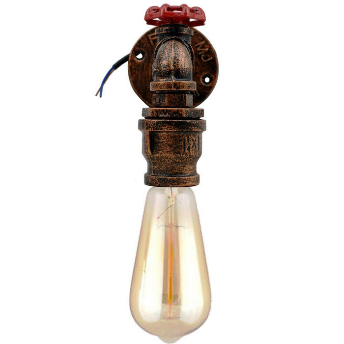 Rustic Red Wall Lights Industrial Metal Water Pipe Wall Lamp