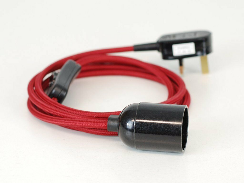 Red 2m Plug In Pendant Set Flex Cable With Holder