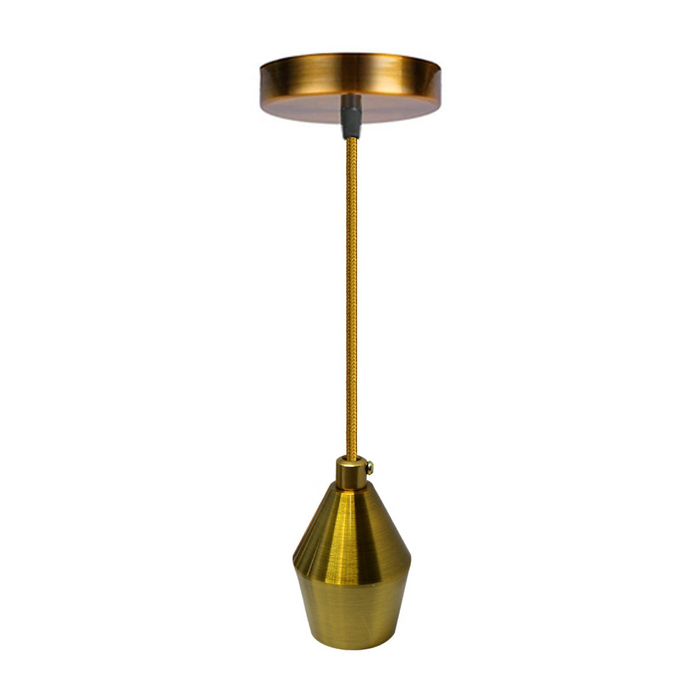Yellow Brass E27 Braided Ceiling Pendant Light