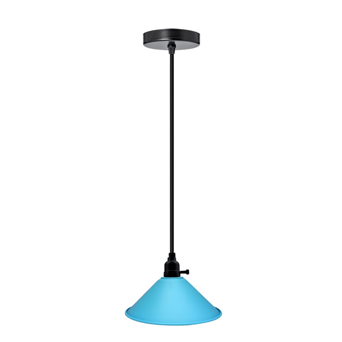 Blauwe hanger moderne platte plafondlamp lampenkap kroonluchter