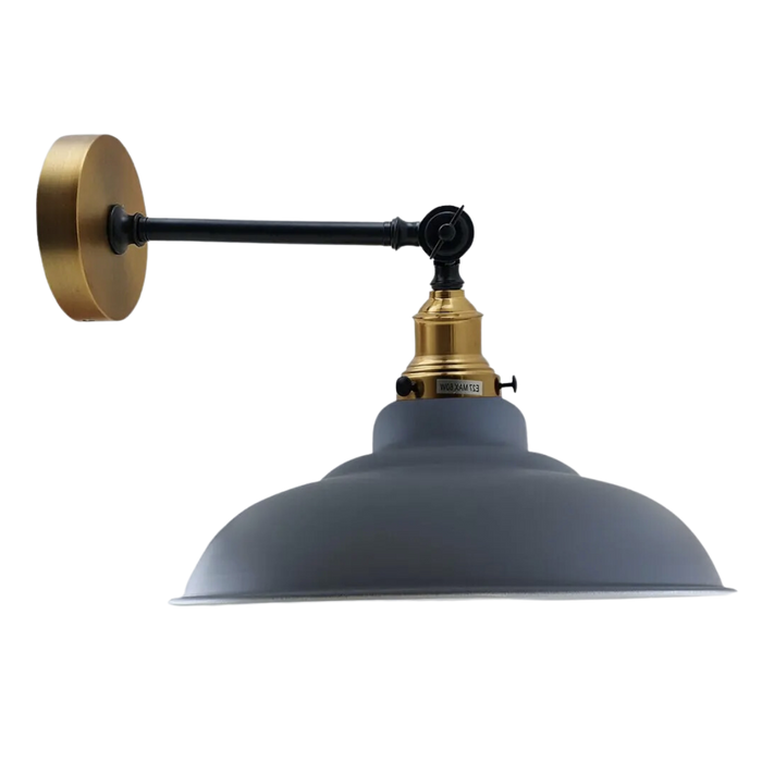 Grey Shade With Adjustable Curvy Swing Arm Wall Light Fixture Loft Style Industrial Wall Sconce