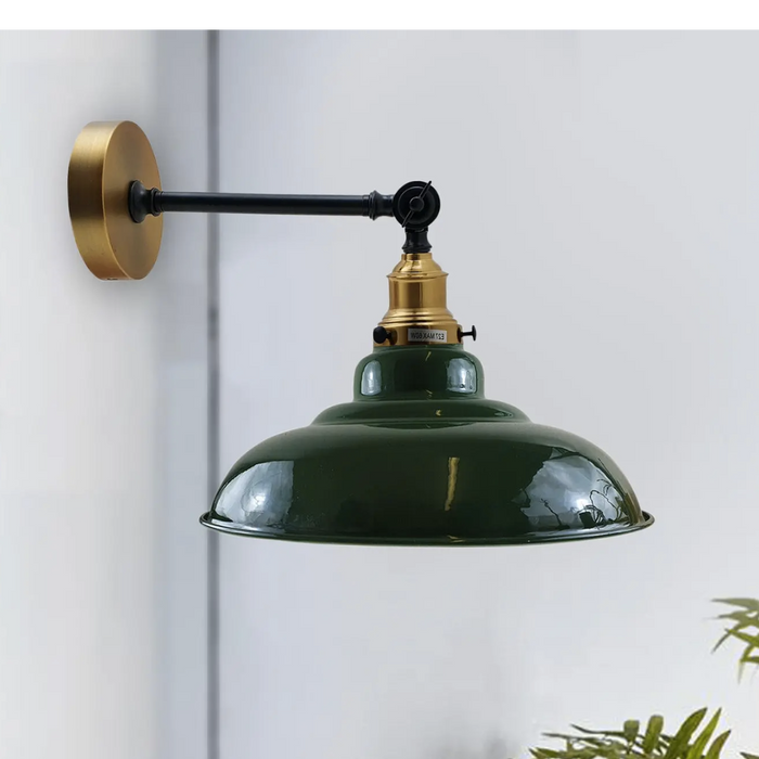 Green Shade With Adjustable Curvy Swing Arm Wall Light Fixture Loft Style Industrial Wall Sconce