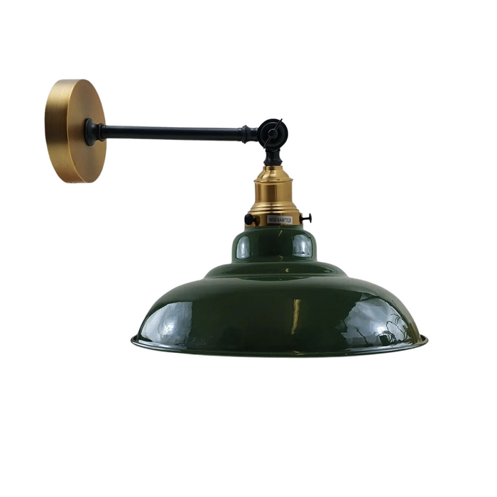Groene kap met verstelbare bochtige zwenkarm wandlamp industriële wandkandelaar in loftstijl