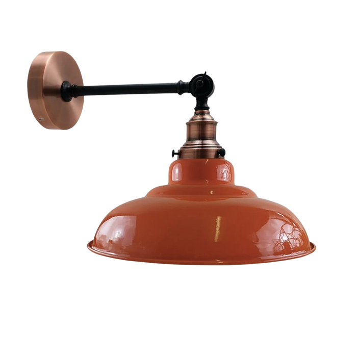 Oranje kap met verstelbare bochtige zwenkarm wandlamp industriële wandkandelaar in loftstijl