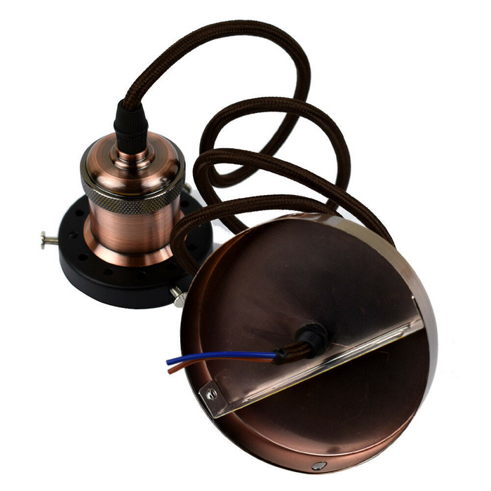 Vintage Copper Pendant Light Lamp Set