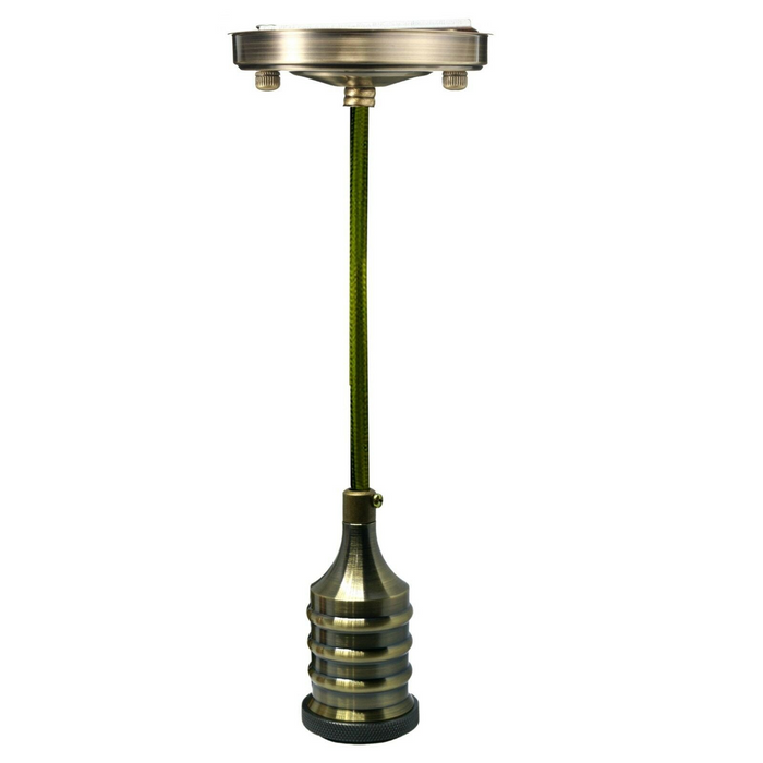 Green Brass E27 Bulb Holder Industrial Pendant Light