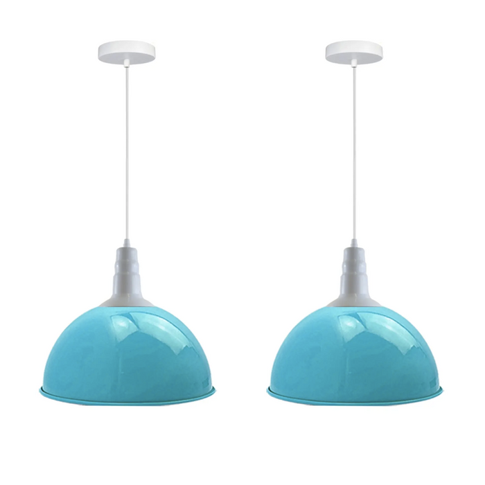 2 Pack Lampshade Vintage Industrial Metal Blue Ceiling Pendant Lights Shade