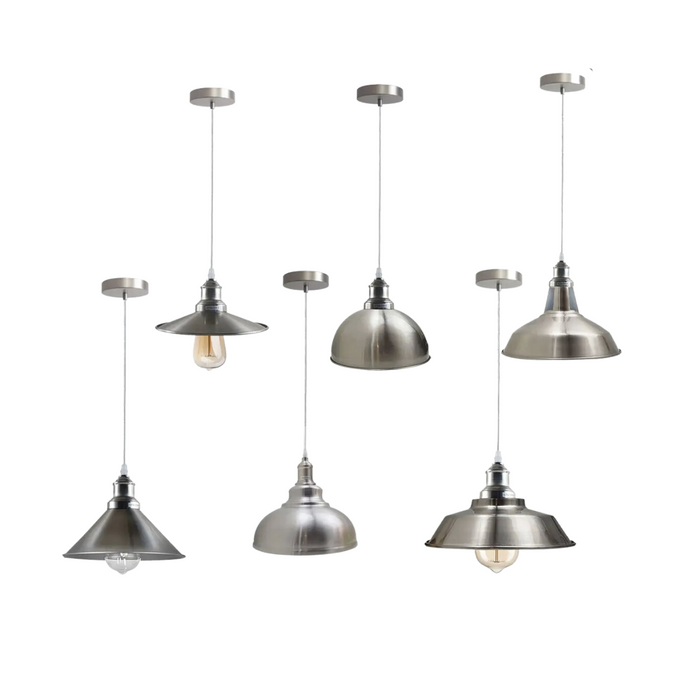 Pendant Lighting Metal Industrial Vintage Hanging Ceiling, Satin Nickel, for Kitchen Home Lighting