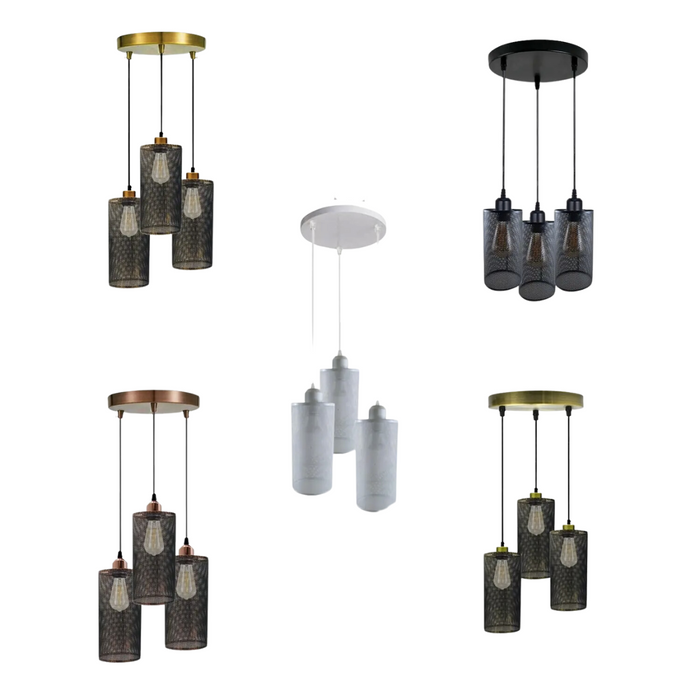 Ceiling Rose 3 Way Hanging Pendant Lamp Shade Light Fitting Lighting Kit UK