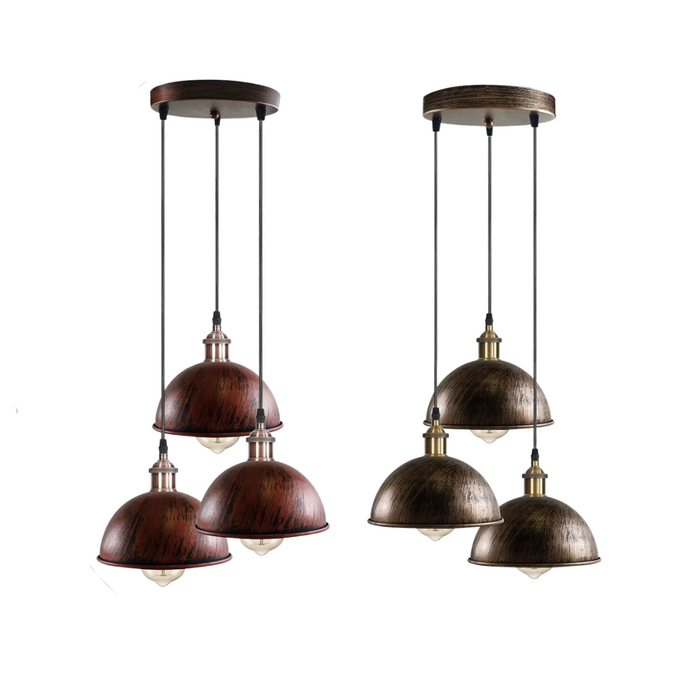 Industrial Vintage Loft Bar Chandelier 3 hanging Pendant Light Fittings Metal Shade,Hanging Cluster Ceiling 3 Lights Fixture